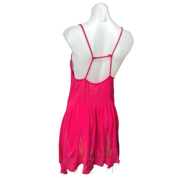 Free People Intimately Pink Paisley Embroidered Sleeveless Tunic Dress Size XS - Picture 2 of 6